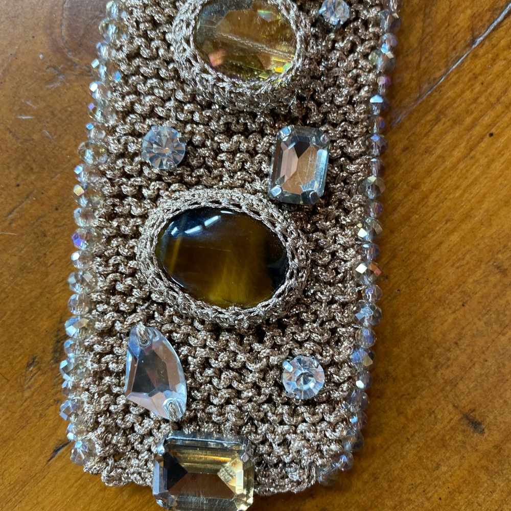 Handmade Stunning woven cuff, tigers eye and crystal bracelet